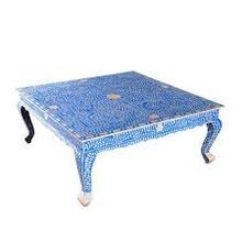 Blue Bone Inlay Mango Wood Coffee Table