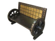 Indian Traditional Wooden Brass Block Bench