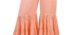 PLAIN COTTON MULMUL SHARARA PANT IN PEACH