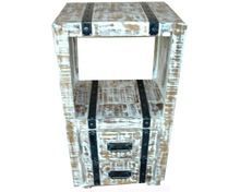 ANTIQUE 2 DRAWER TALL CHEST IRON WORK ROUGH DISTRESS FINISH