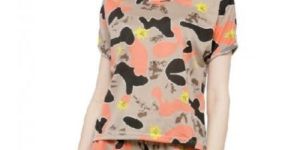 Short Sleeves Stunning Spot Print Brown Top