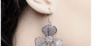 Silver Beaded Flower Earrings