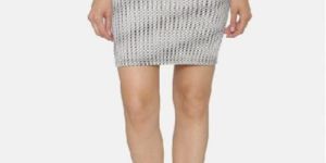 Stripes Print Formal Knee Hemline Back Vent Knitted Pencil Skirt