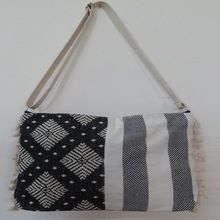 Jacquard with Lace Tussle Cross Body Bag