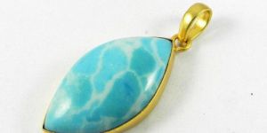 Larimar Gold Plated Bezel Pendant