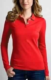 Womens Cotton Long Sleeve Polo Shirts