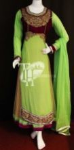 Parrot Green Georgette Zari