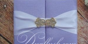 Lavender Silk Wedding Invitation Gate Fold Folio