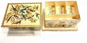 Carved Painted Camel Bone Cigarette Box