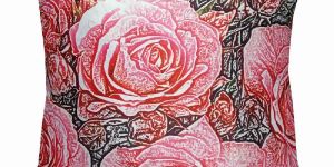 DECORATIVE PINK FLORAL CUSHION COVER