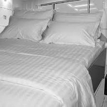 White Self Strip Double Bed Sheet