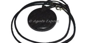Black Agate Disc Pendants