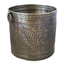 Antique Brass Embossed Indoor Planter