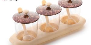 3PC Wooden Chutney Tray