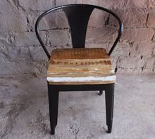 Iron Chair with Wood Top, Arms Chair, Antique Chair, Vintage Furniture