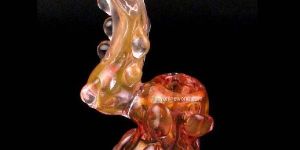 GOLD FUMED GLASS SMOKING BUBBLER
