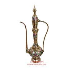 Large Brass Colorful Aftaba Set