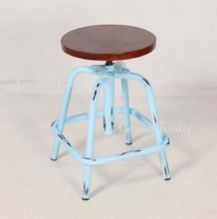 Industrial Bar Stool, Leather Seat Iron Bar Stool Chair