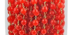 Orange Jade 8mm 24k Gold Plated Wire