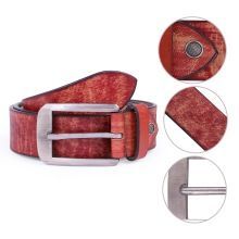 Red Genuine Leather Hand Made Belt