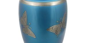 Classic Engraved Butterfly Urn in Blue