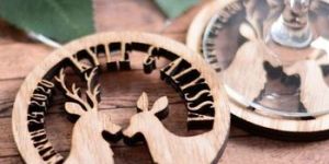 Christmas Deer Round Laser Cut Coaster Wood