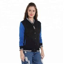Black Cotton Baseball Womens Varsity Jacket