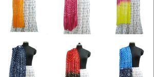 Mirror Work Cotton Bandhej Stole