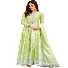 Embroidery Green Chanderi Silk Anarkali Salwar Kameez