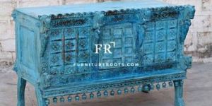 Blue Handcarved Console Furniture