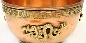 Dragon Design Copper Offering Bowl
