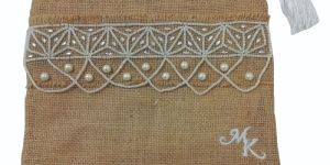 Jute Embroidered Shower Bridal Pouch
