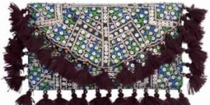 Embroidered Tassel Clutch