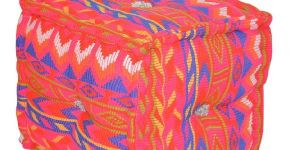 Cotton Jacquard Pouf Ottoman