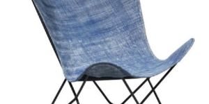 Denim Fabric Butterfly Iron Chair
