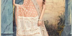 Resham Embroidered Peach Anarkali Suit