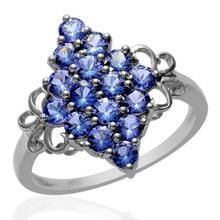 Tanzanite Sterling Silver Cluster Ring