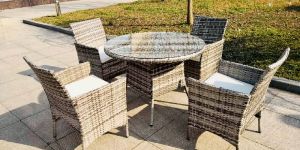 5 Piece Steel Rattan Dining Set