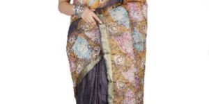 Batik Print Mix of Tussar Pure Cotton Handloom Saree