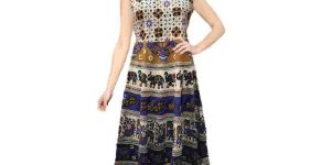 Multicolor Jaipuri Cotton Long Kurti