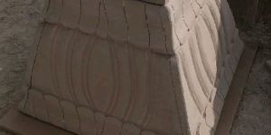 Red Sandstone Lotus Sculpture