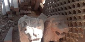 White Sandstone Lion Statue