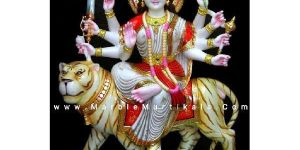 Multicolor Durga Mata Marble Statue