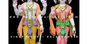 Multicolor Laxmi Narayan Marble Statue