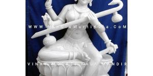 White Saraswati Marble Statue