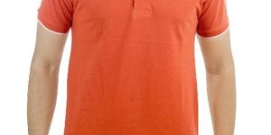 Men Polo Neck Orange T-Shirt