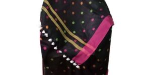 Black Printed Linen Saree
