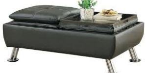 Leatherette Ottoman