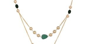 Ankur Graceful Gold Plated Unshaped Colour Beads Double Layer Necklace for Women