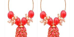 Ankur Shimmering Gold Plated Pink Chandbali Jhumka Earring for Women